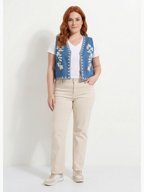 Gilet sans manches denim avec broderies - AFIBEL - Kiabi