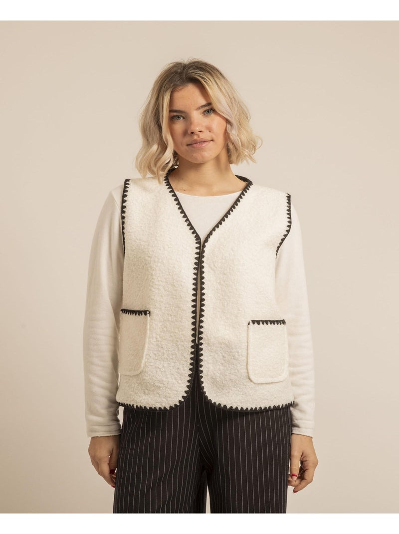 Gilet sans manches effet bouclé KARAH Blanc - Kiabi