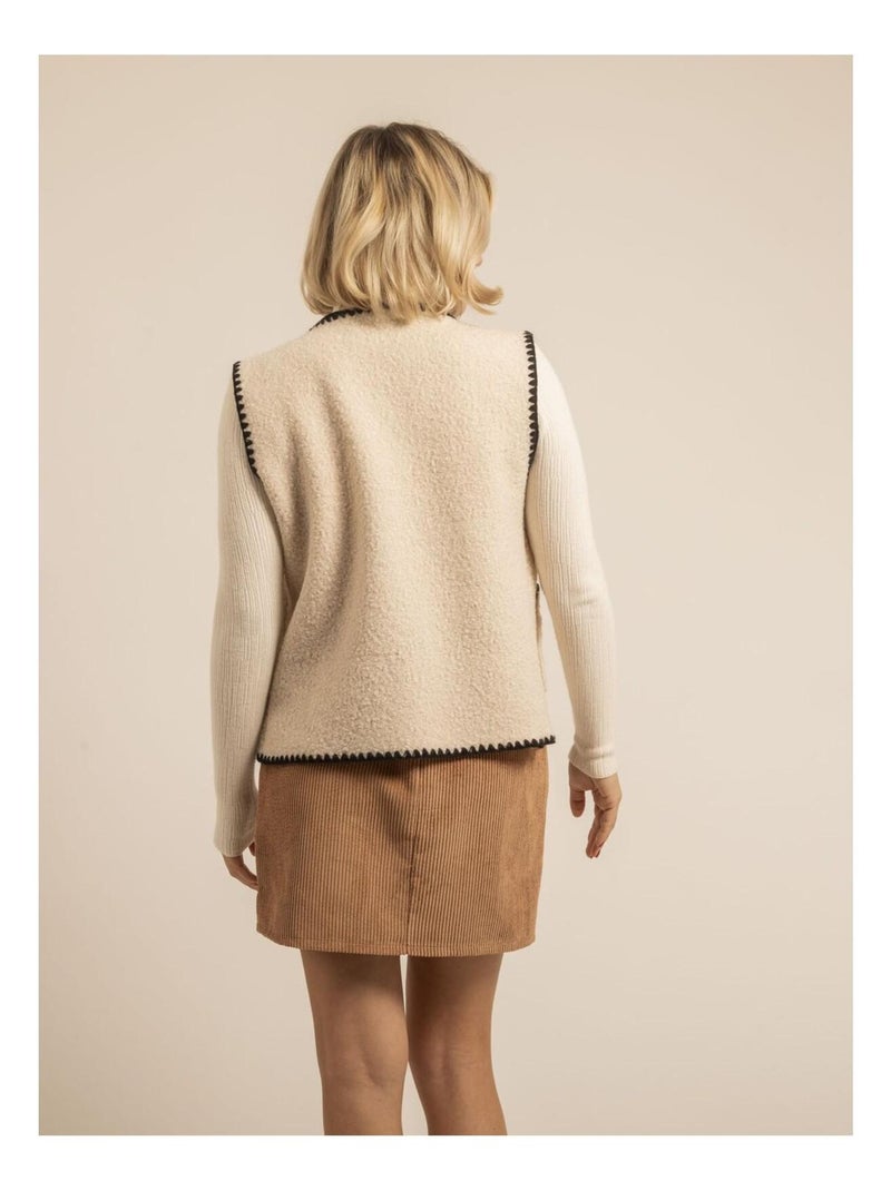 Gilet sans manches effet bouclé KARAH Ecru - Kiabi
