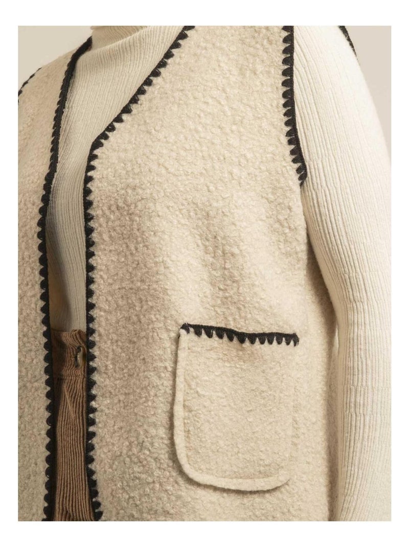 Gilet sans manches effet bouclé KARAH Ecru - Kiabi