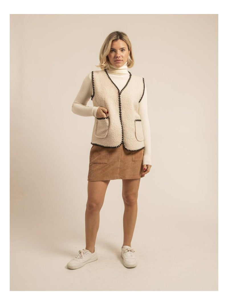 Gilet sans manches effet bouclé KARAH Ecru - Kiabi