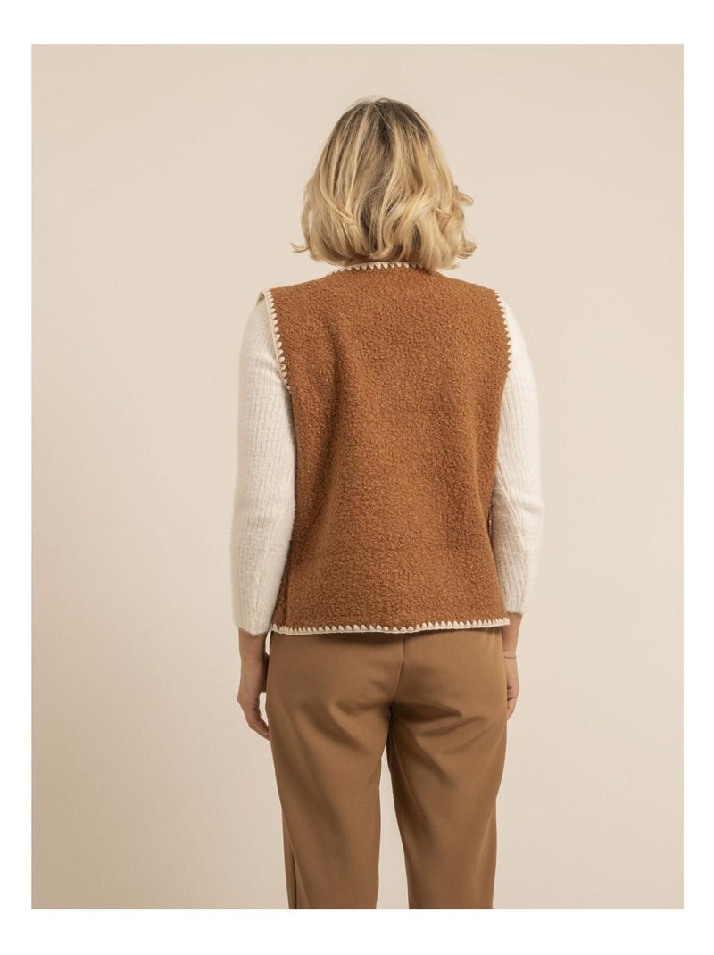 Gilet sans manches effet bouclé KARAH Marron caramel - Kiabi