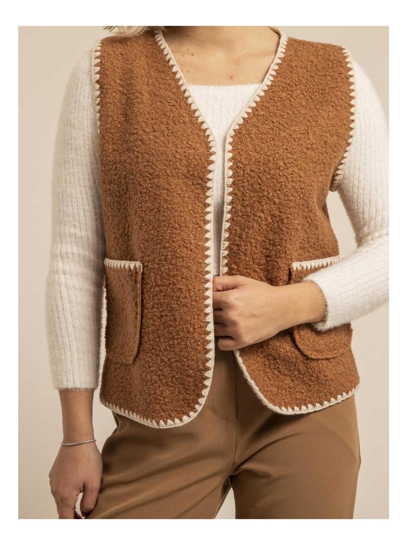 Gilet sans manches effet bouclé KARAH Marron caramel - Kiabi