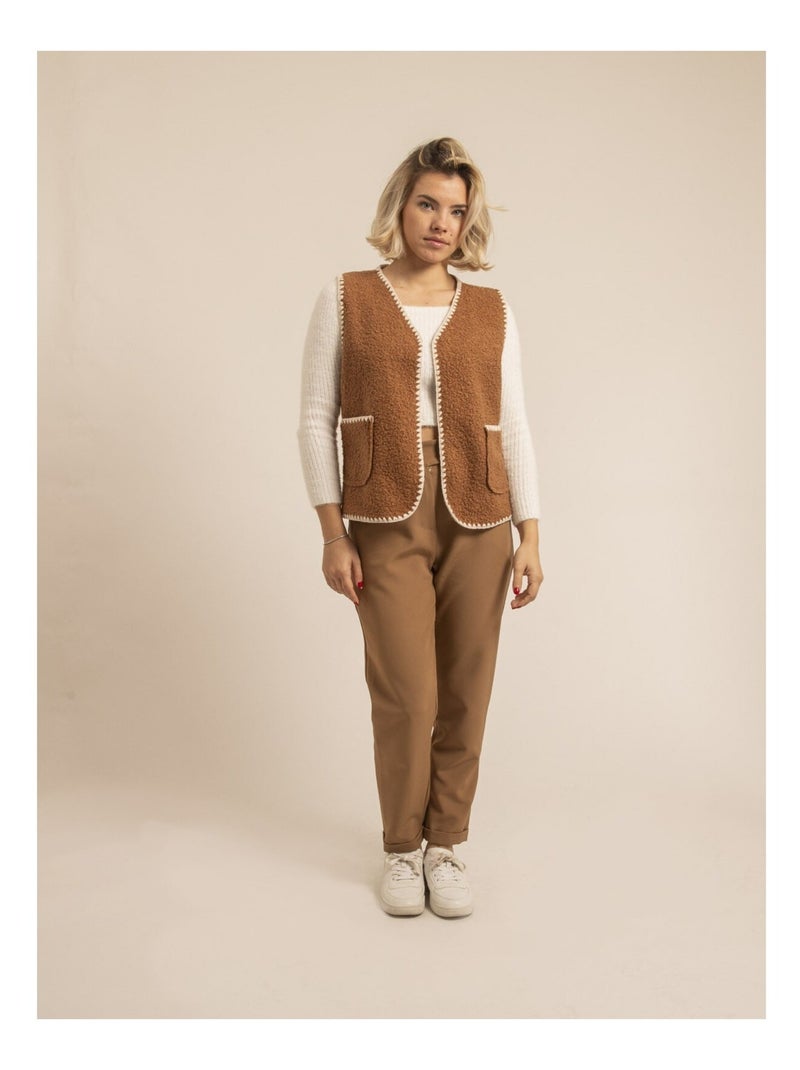 Gilet sans manches effet bouclé KARAH Marron caramel - Kiabi