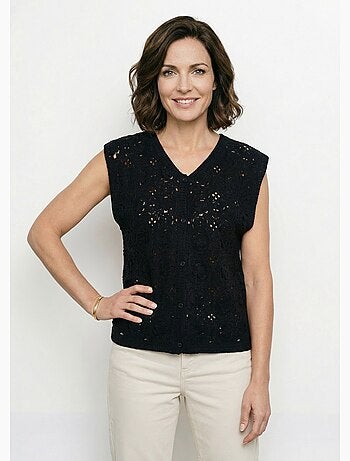 Gilet sans manches effet crochet - afibel