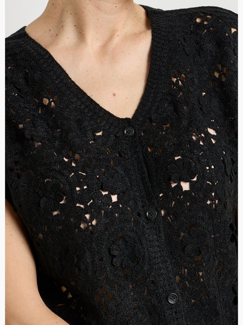 Gilet sans manches effet crochet - afibel Noir - Kiabi