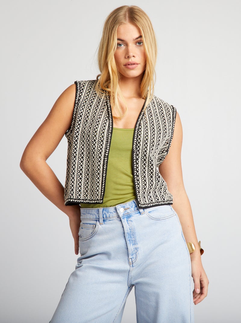 Gilet sans manches effet crochet Noir - Kiabi