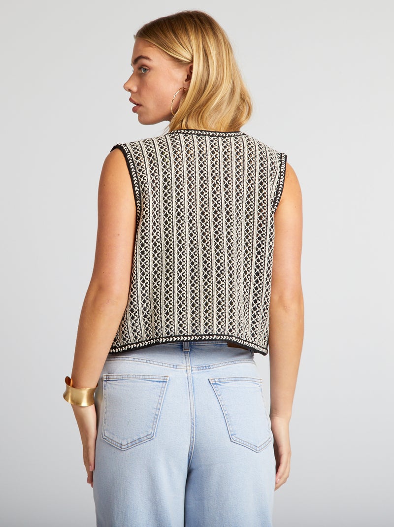Gilet sans manches effet crochet Noir - Kiabi