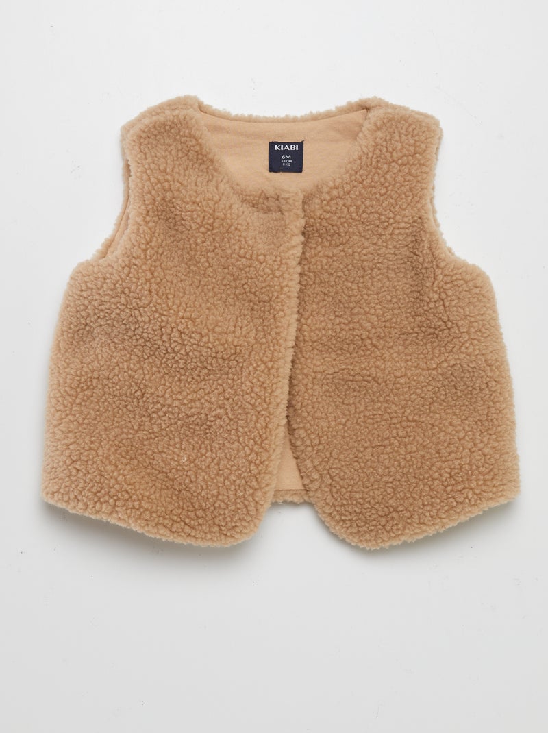 Gilet sans manches effet moutonné Beige - Kiabi