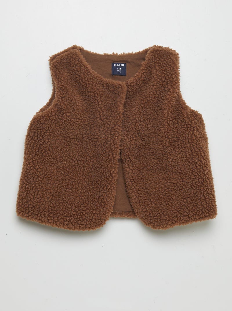 Gilet sans manches effet moutonné Marron - Kiabi