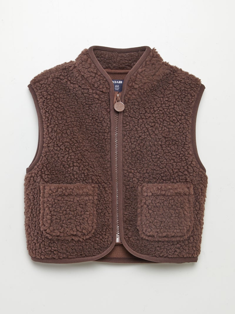 Gilet sans manches effet moutonné Marron - Kiabi