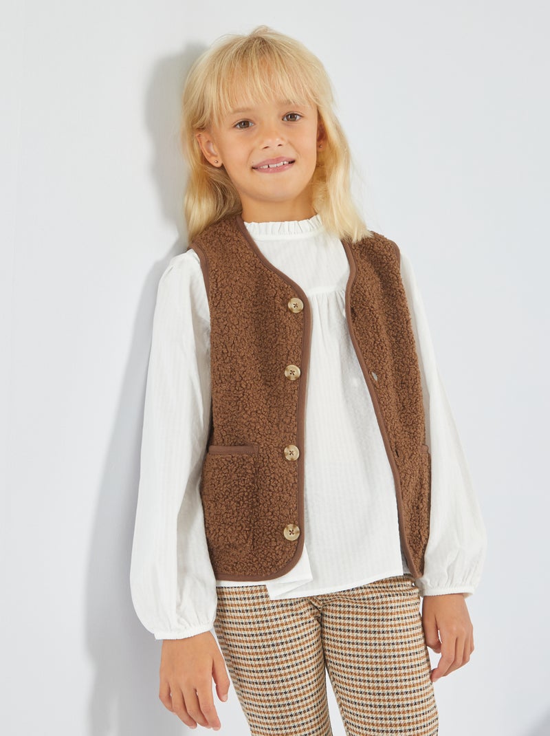 Gilet sans manches effet moutonné Marron - Kiabi
