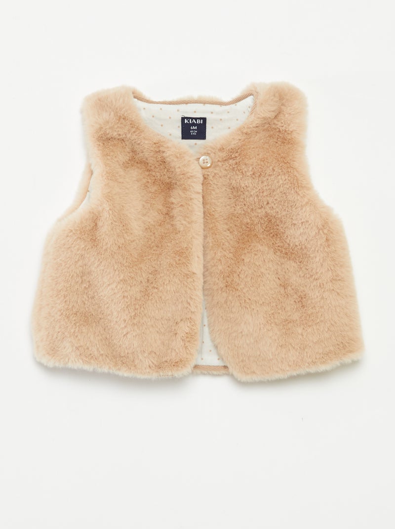 Gilet sans manches en fausse fourrure Beige - Kiabi