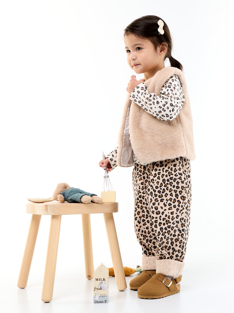 Gilet sans manches en fausse fourrure Beige - Kiabi
