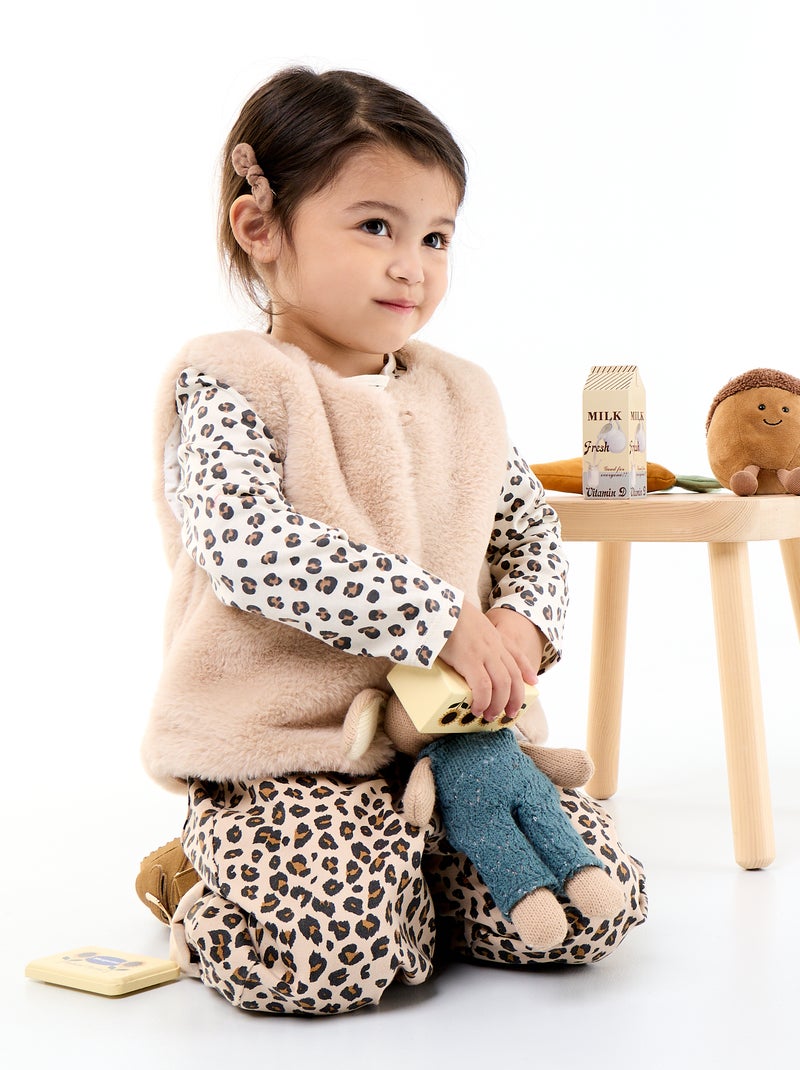 Gilet sans manches en fausse fourrure Beige - Kiabi