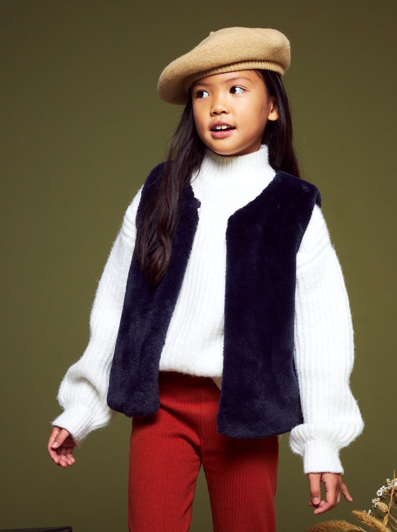 Gilet sans manches en fausse fourrure Marine - Kiabi