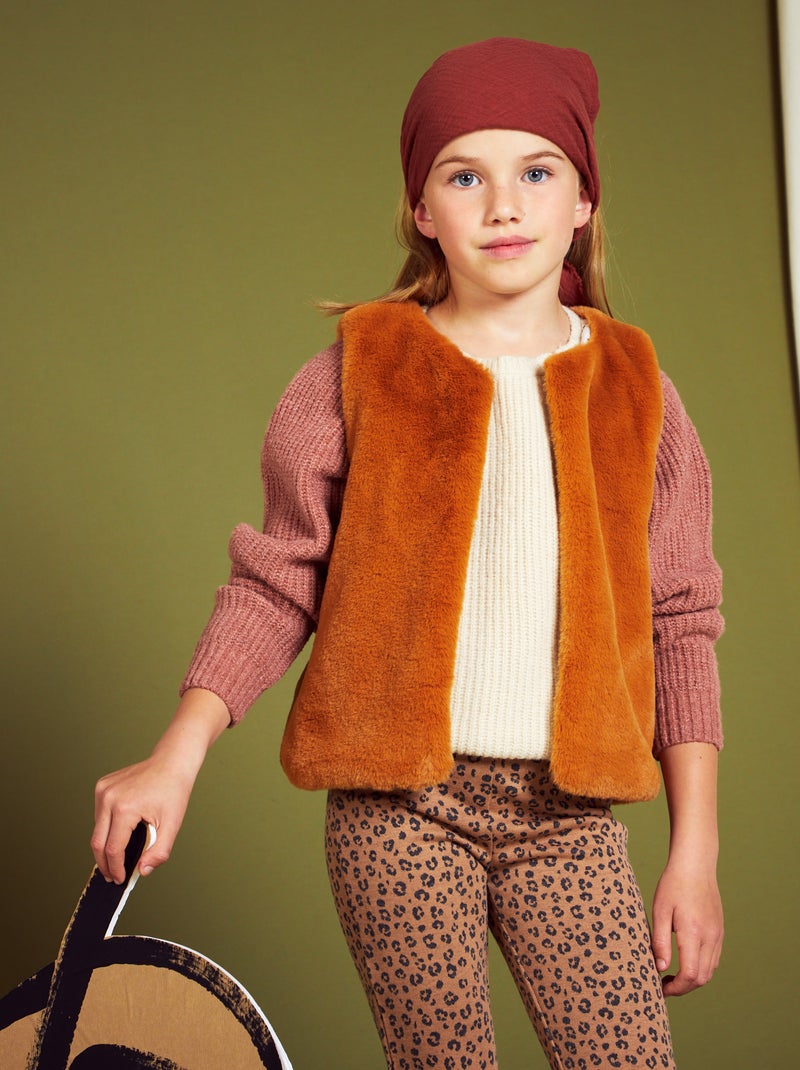 Gilet sans manches en fausse fourrure Marron - Kiabi