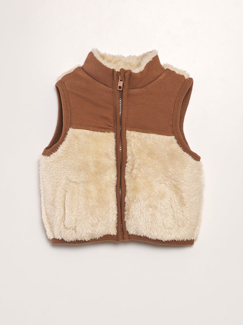 Gilet sans manches en fausse fourrure Marron - Kiabi