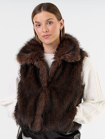 Gilet sans manches en fausse fourrure