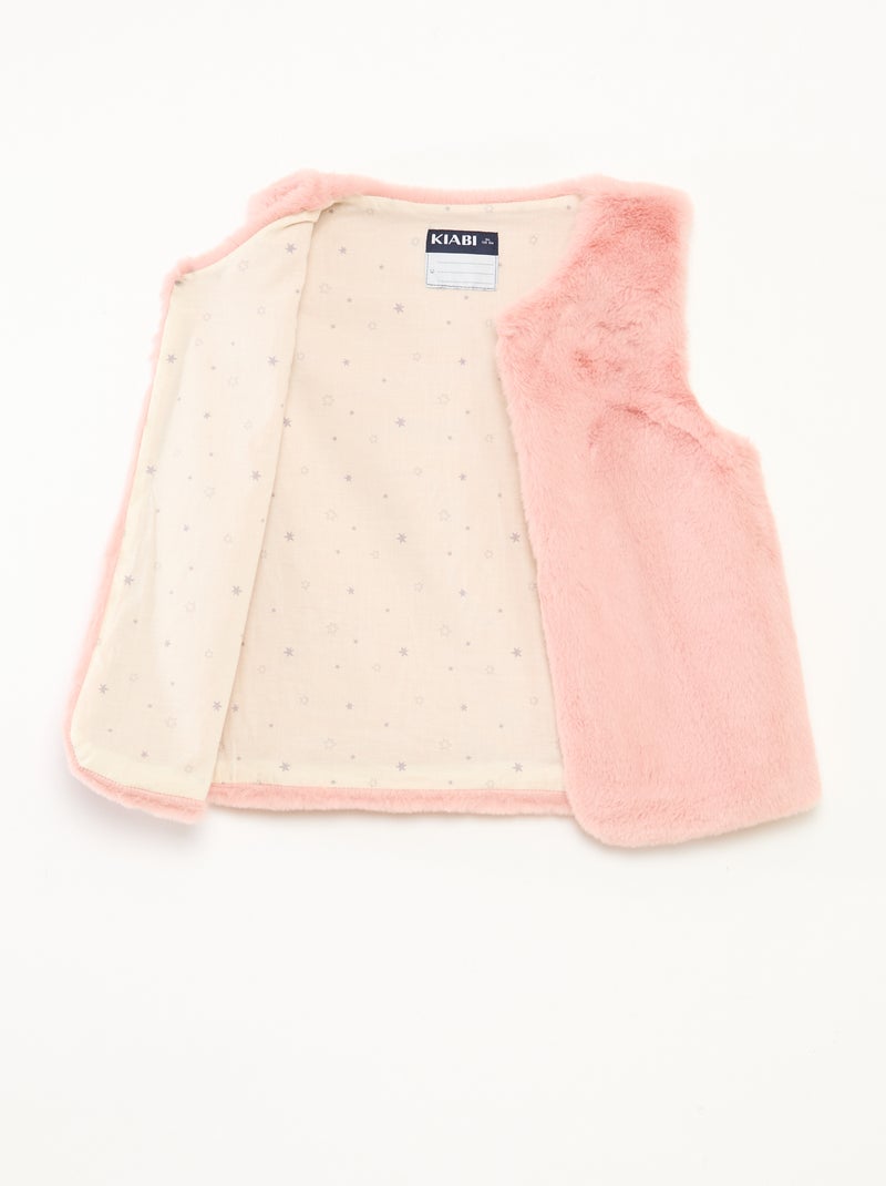 Gilet sans manches en fausse fourrure Rose - Kiabi