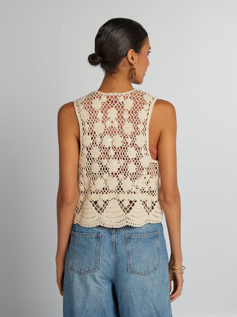 Gilet sans manches en macramé Beige - Kiabi