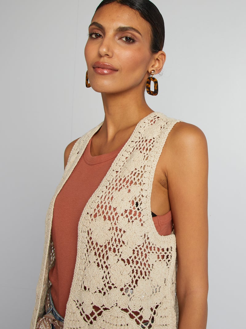 Gilet sans manches en macramé Beige - Kiabi