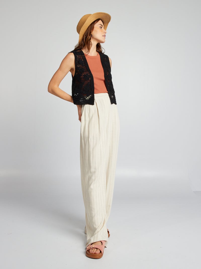 Gilet sans manches en macramé noir - Kiabi