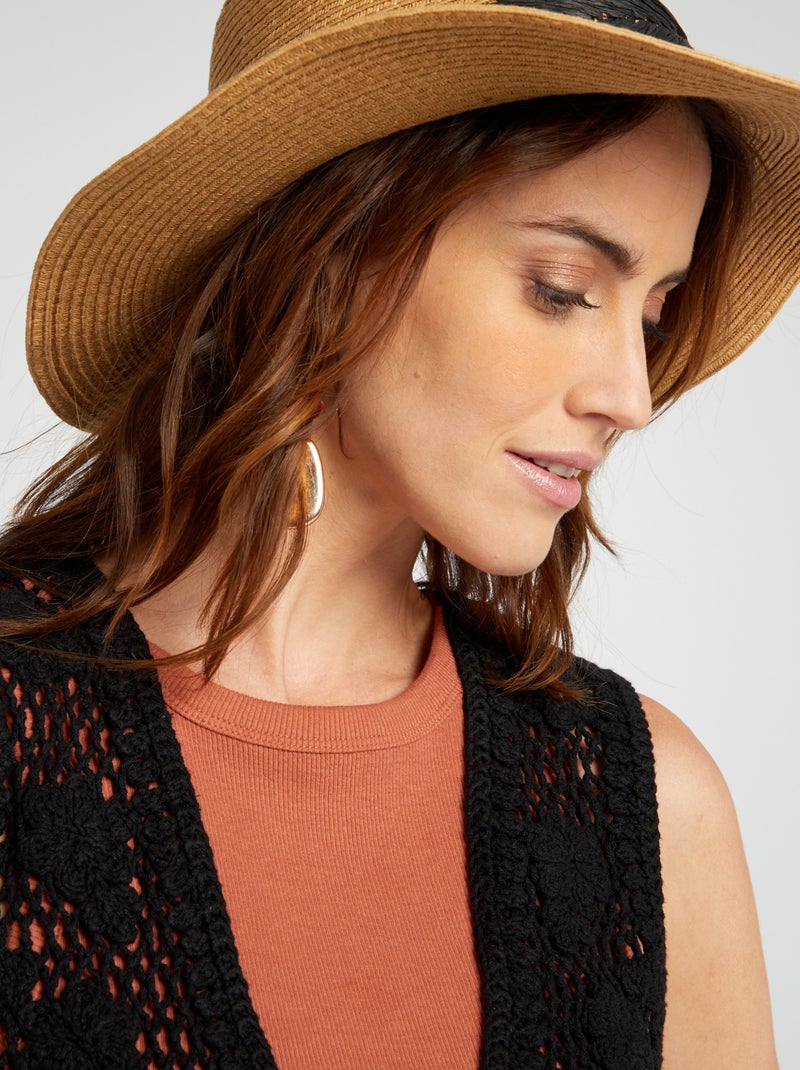 Gilet sans manches en macramé noir - Kiabi