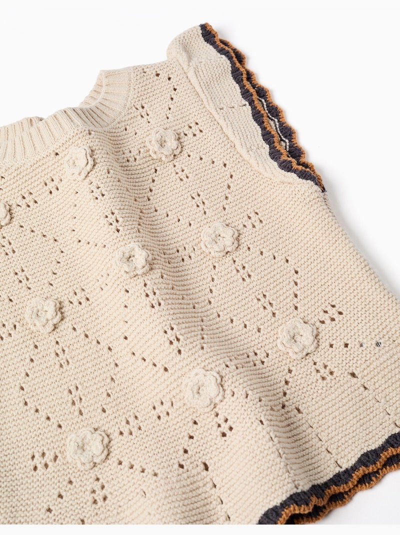Gilet sans manches en maille à détails en crochet B&S Beige clair - Kiabi