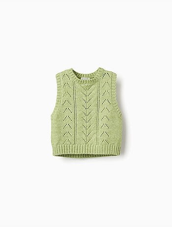 Gilet sans manches en maille ajourée