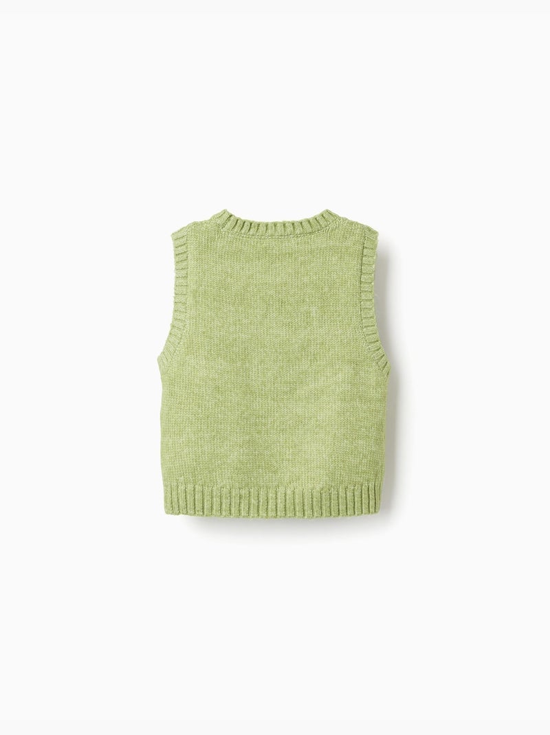 Gilet sans manches en maille ajourée Vert clair - Kiabi