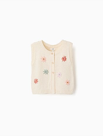 Gilet sans manches en maille avec broderie florale