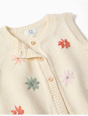 Gilet sans manches en maille avec broderie florale