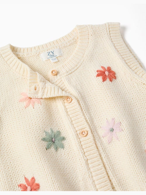 Gilet sans manches en maille avec broderie florale - Kiabi Gilet sans manches en maille avec broderie florale - Kiabi