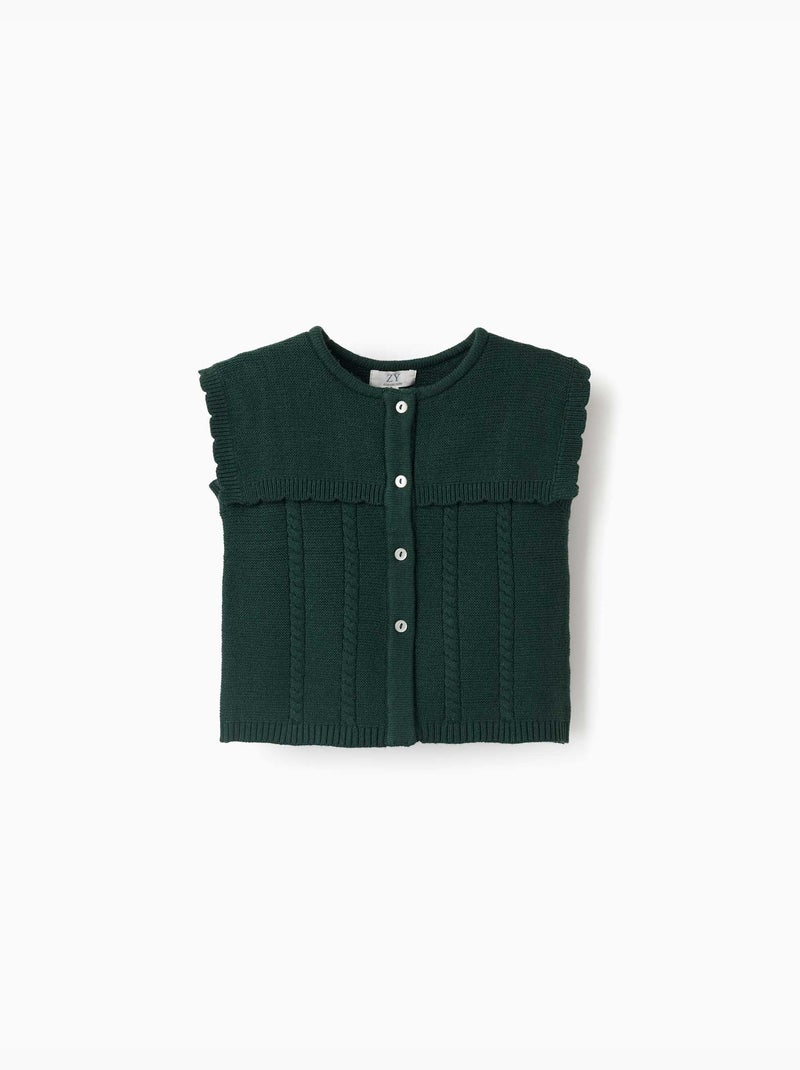 Gilet sans manches en maille avec détails torsadés b&s Vert foncé - Kiabi