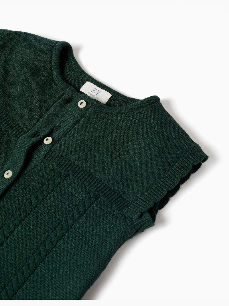Gilet sans manches en maille avec détails torsadés b&s Vert foncé - Kiabi