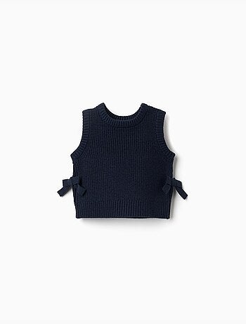 Gilet sans manches en maille avec nœuds sur les côtés