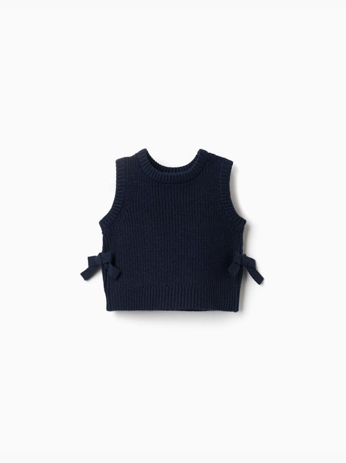 Gilet sans manches en maille avec nœuds sur les côtés - Kiabi Gilet sans manches en maille avec nœuds sur les côtés - Kiabi