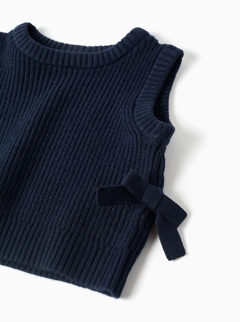 Gilet sans manches en maille avec nœuds sur les côtés Bleu foncé - Kiabi