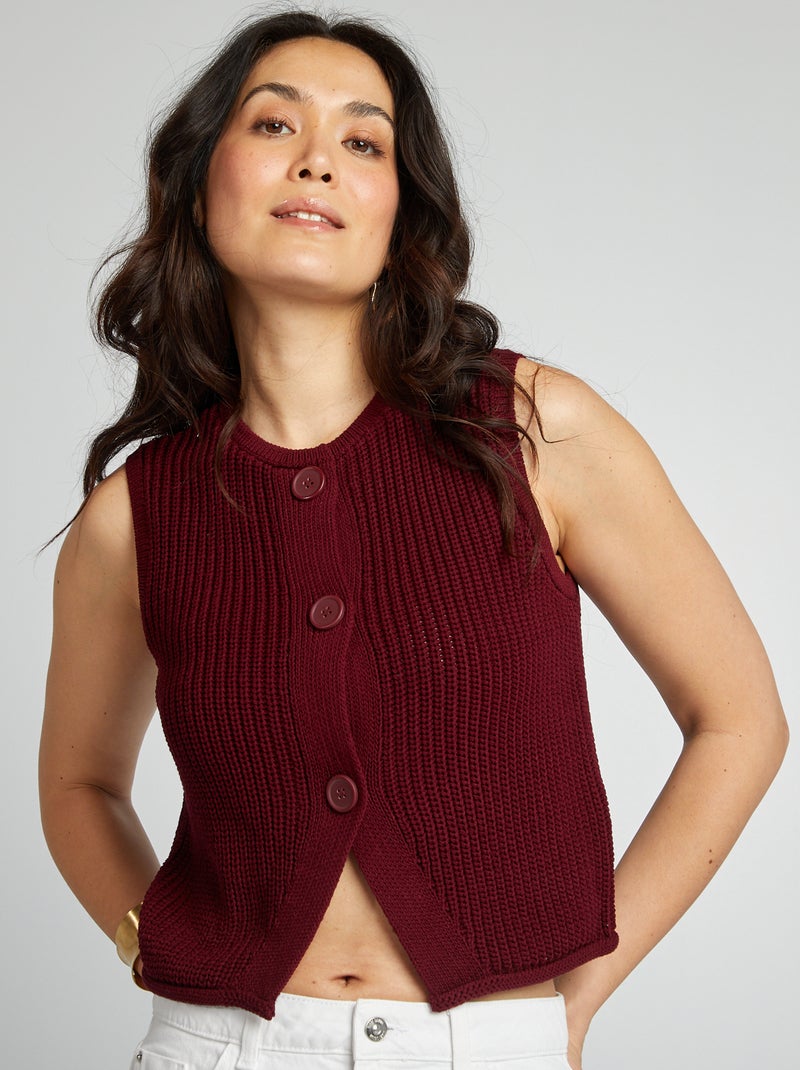 Gilet sans manches en maille Burgundy - Kiabi