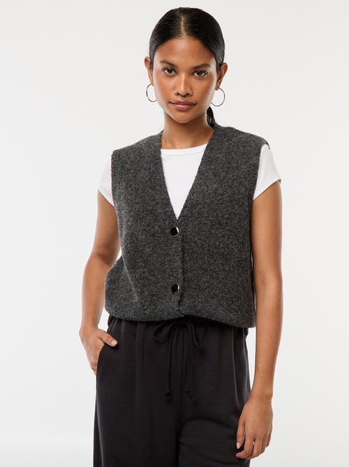 Gilet sans manches en maille douce et chaude - Kiabi