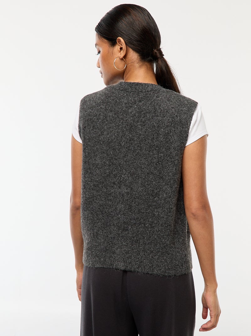 Gilet sans manches en maille douce et chaude Gris - Kiabi