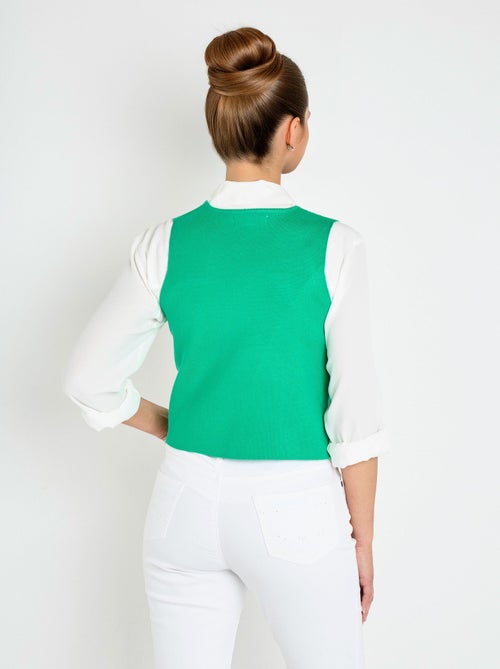 Gilet sans manches en maille et broderies - AFIBEL - Kiabi