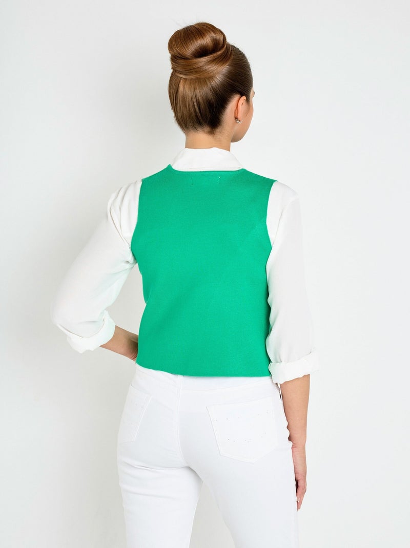 Gilet sans manches en maille et broderies - AFIBEL Vert - Kiabi