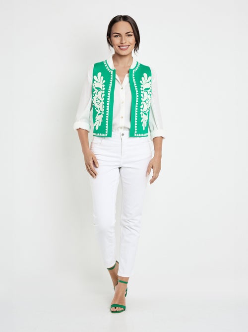 Gilet sans manches en maille et broderies - AFIBEL - Kiabi