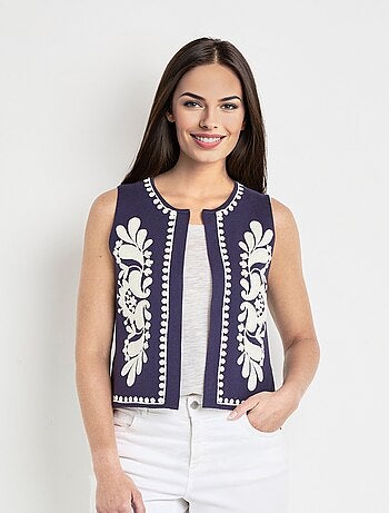 Gilet sans manches en maille et broderies