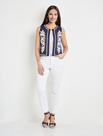 Gilet sans manches en maille et broderies