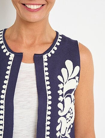 Gilet sans manches en maille et broderies