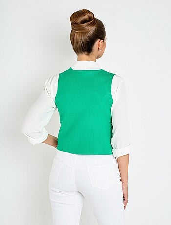 Gilet sans manches en maille et broderies