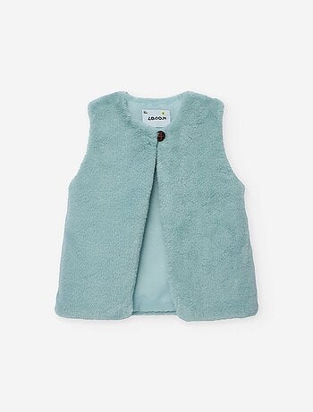 Gilet sans manches en peluche douce avec bouton